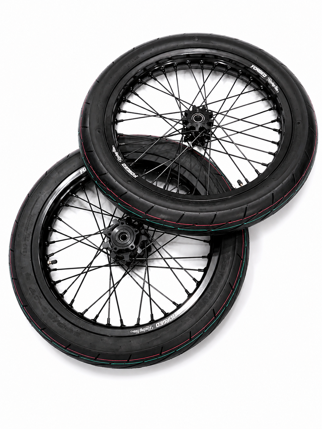 Surron Light Bee X / E-Ride Pro Supermoto Wheelset (Thick/Wide) - Chrome Silver / Gloss Black